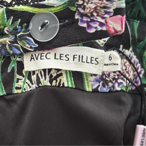 NWT Avec Les Filles Floral Botanical Butterfly Print Corset Fit & Flare Dress 6 - Picture 12 of 13